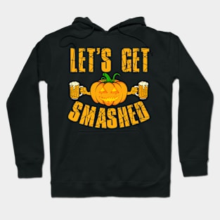 Mens Lets Get Smashed Funny Pumpkin Halloween Apparel Item Hoodie